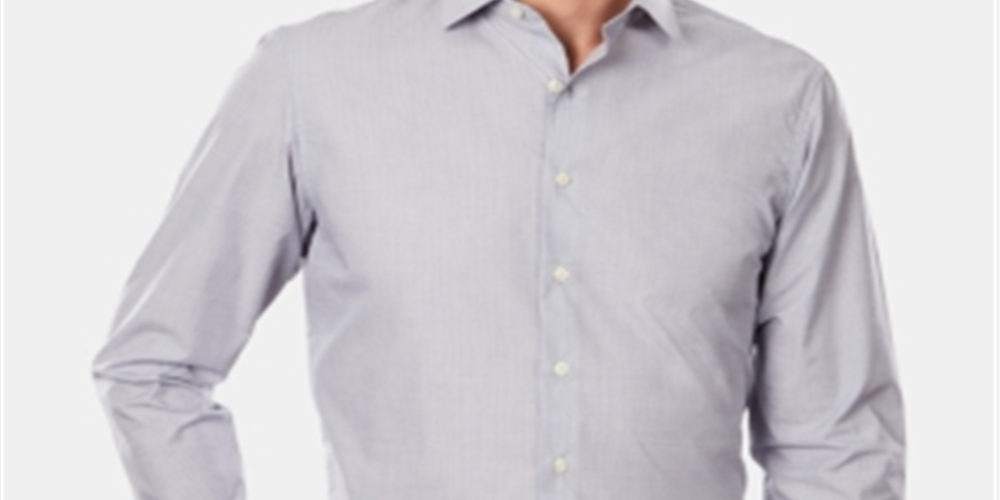 Kenneth Cole Men's Regular Fit Striped Dress Shirts Gray Size 27