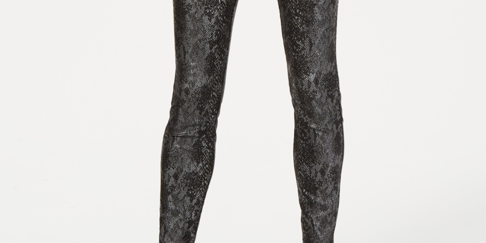 INC International Concepts Women's Plus Foiled Metallic Skinny Pants Black Size 18
