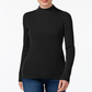 Karen Scott Women's Cotton Ribbed Mock Neck Sweater Black Size Petite L