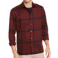Alfani Men's Burgundy Check Long Sleeve Classic Fit Button Down Casual Red Size Medium