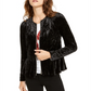 INC International Concepts Women's Crushed Velvet Peplum Black Size Petite Small