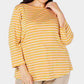 Charter Club Women's Plus Size Striped Boat Neck Top  Yellow Size 2X