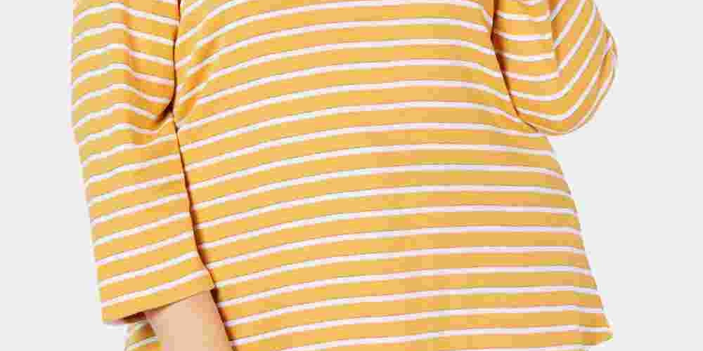 Charter Club Women's Plus Size Striped Boat Neck Top  Yellow Size 2X