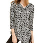 Alfani Women's Asymmetrical Geometric Blouse Black Size Medium