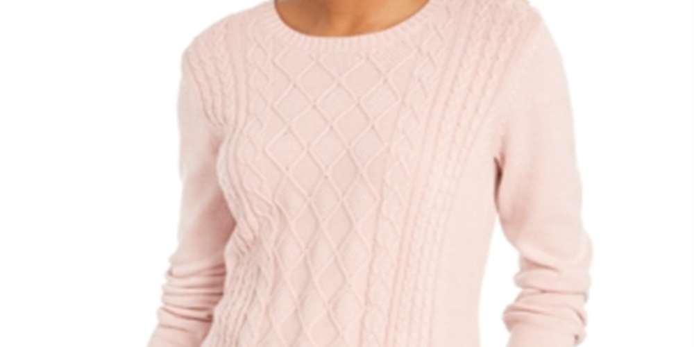 Charter Club Women's Cable Knit Button Trim Sweater Flamingo Pink Size Petite XL