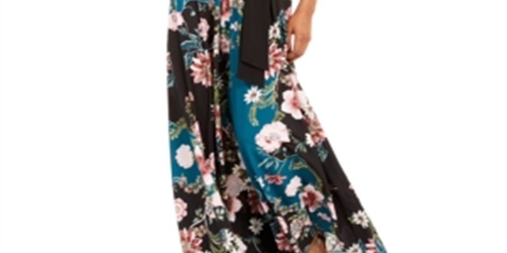 INC International Concepts Women's 2 in 1 Keyhole Back Maxi Dress Black Size 6 Petite