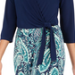 NY Collection Women's Printed SurPetite Lice JumPetite Suit Navy Size Petite XL