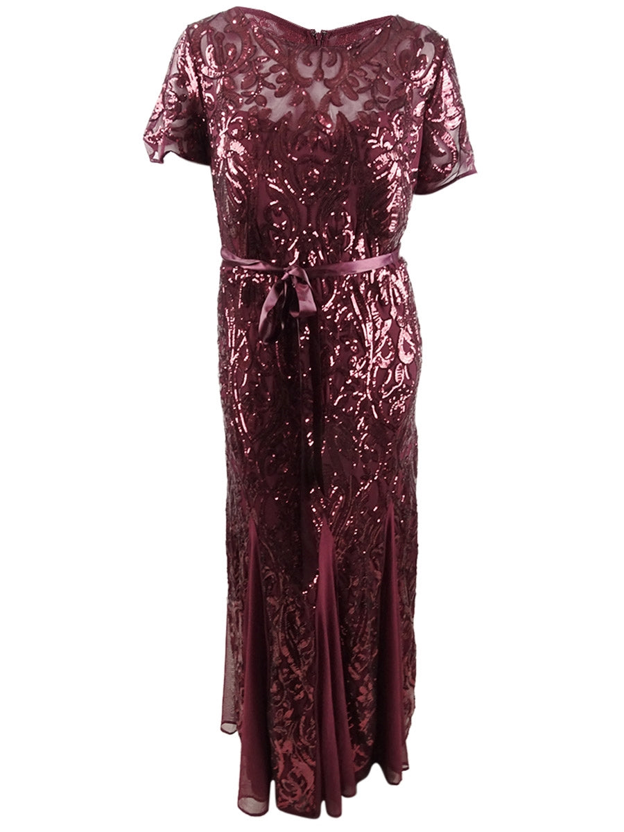 R M Richards Women's Plus Embellished Godet Gown Red Size 22W