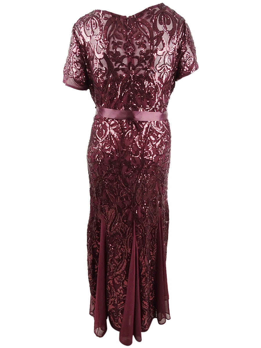 R M Richards Women's Plus Embellished Godet Gown Red Size 22W
