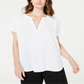 Alfani Women's V Neck Textured Top White Size Petite Small