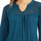 Style & Co Women's Lace Shoulder Top Green Size Petite L