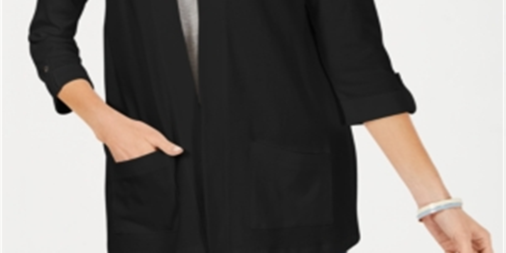 Karen Scott Women's Cotton Cozy Cardigan Black Size X-Small