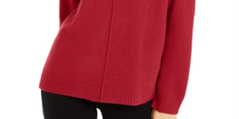 Alfani Women's Ribbed Long Sleeve Turtle Neck Sweater Red Size X-Large