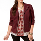 Style & Co Women's Faux Suede Moto Jacket Red Size XS