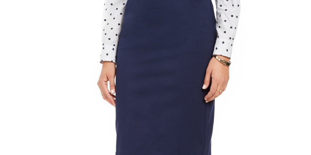 Charter Club Women's Ponte Knit Pencil Skirt Blue Size 6