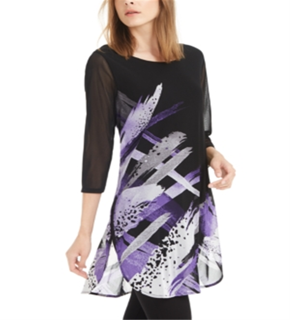 Alfani Women's Printed Super Tunic Black Size Petite S/M