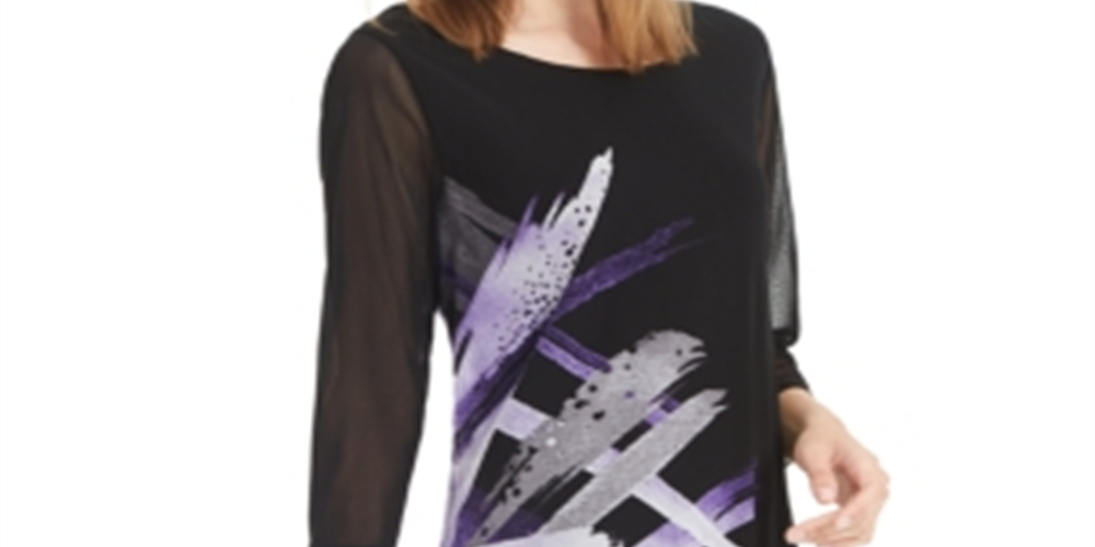 Alfani Women's Printed Super Tunic Black Size Petite S/M