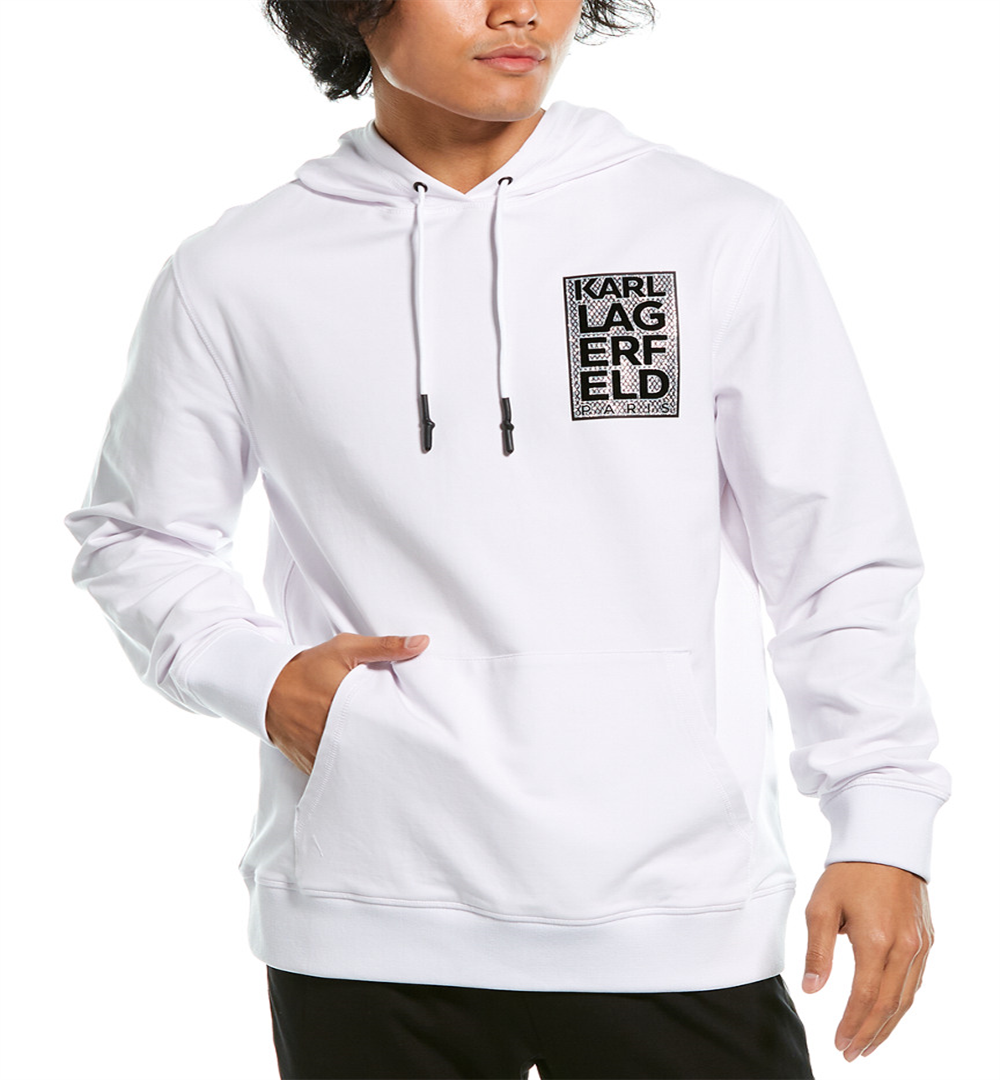 Karl Lagerfeld Men's Small Block Logo Hoodie White Size XX-Large