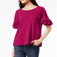 INC International Concepts Women's Bell Sleeve Crew Neck Top Pink Size Petite Medium