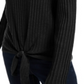 INC International Concepts Women's Ribbed Knit Tie Hem Sweater Black Size Petite X-Large