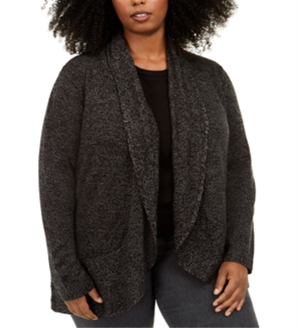 Karen Scott Women's Plus Shawl Collar Cardigan Sweater Black Size 0X