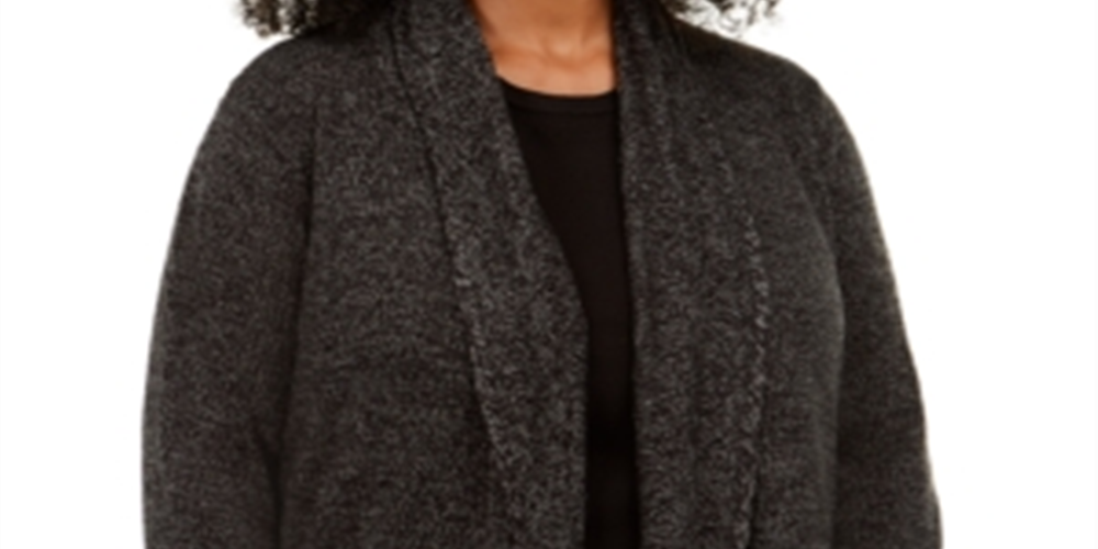 Karen Scott Women's Plus Shawl Collar Cardigan Sweater Black Size 0X