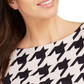 Charter Club Women's Houndstooth 3/4 Sleeve Jewel Neck Top Pink Size Petite Medium