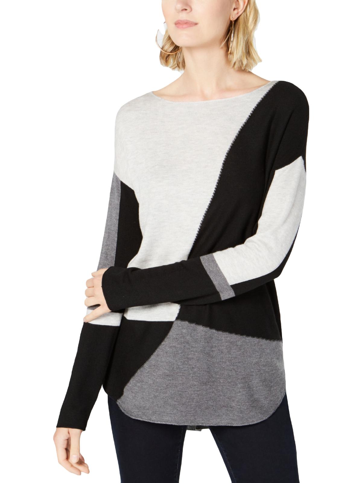 INC International Concepts Women's Colorblocked Sweater Gray Size Petite XL