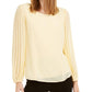 Alfani Women's Pleated-Sleeve Top Yellow Size Petite L