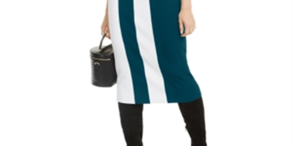 INC International Concepts Women's Colorblocked Sweater Dress Teal/Black Size Petite S/M