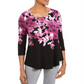 JM Collection Women's Printed Scoop Neck Top Purple Size Small
