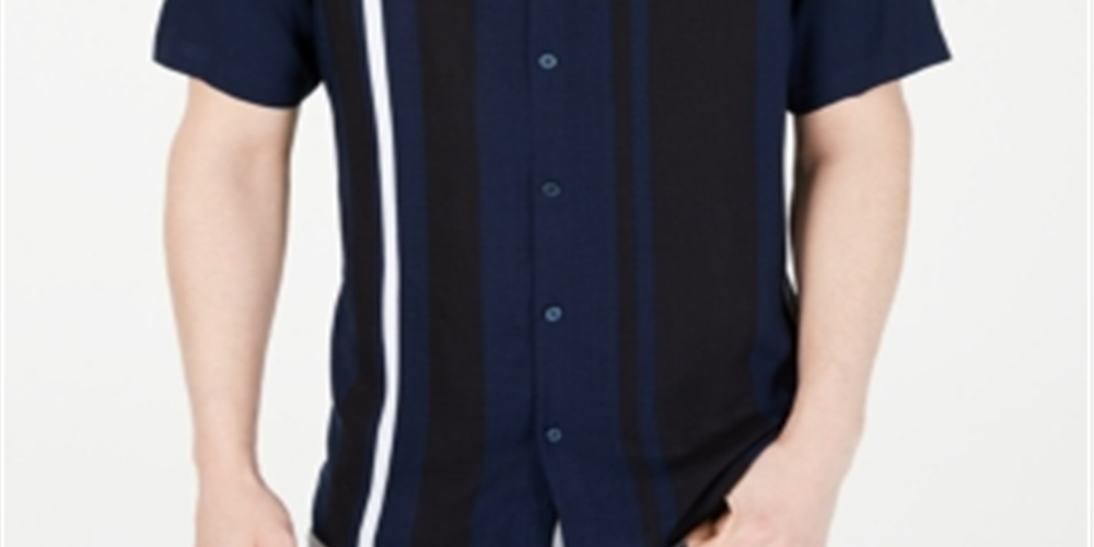 Alfani Men's Collared Classic Fit Dress Shirt Blue Size Small