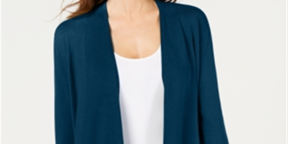 Alfani Women's Tie Sleeve Cardigan Teal Size Petite XL