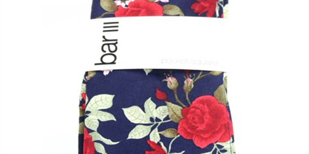 Bar III Men's Floral Printed Accessory Pocket Square Blue Size Regular
