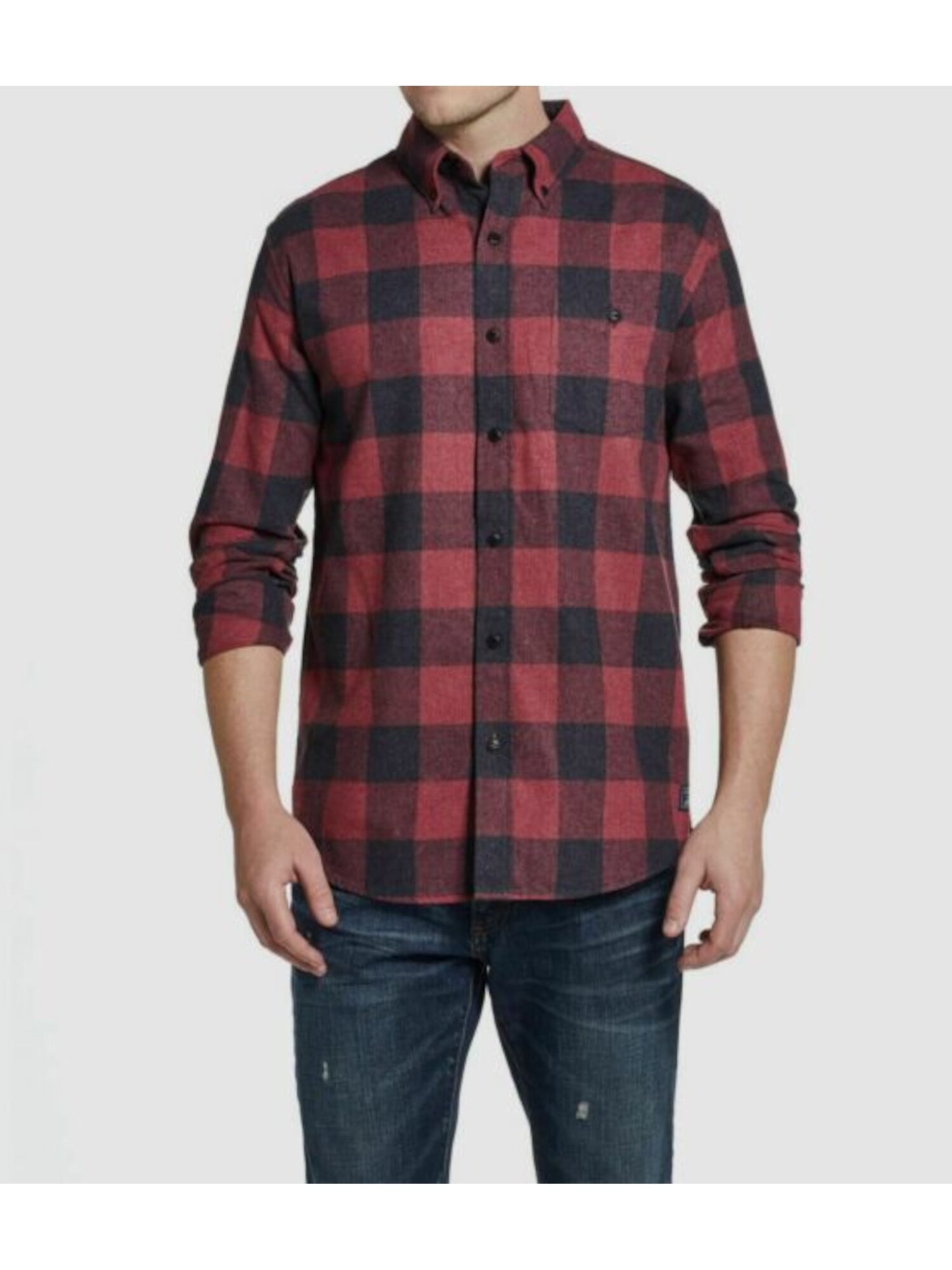 Weatherproof Vintage Men's Plaid Collared Dress Shirt Red Size XXX-Large