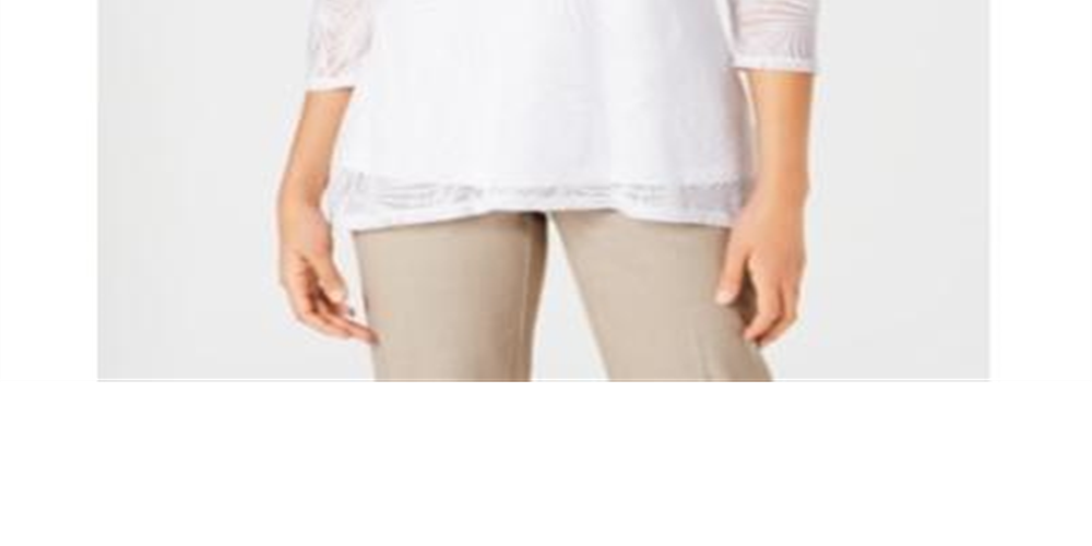JM Collection Women's Overlay Necklace Top White Size Petite Medium