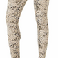 INC International Concepts Women's Shaping Knit Full Length Snakeskin Leggings  Black -Beige Size S