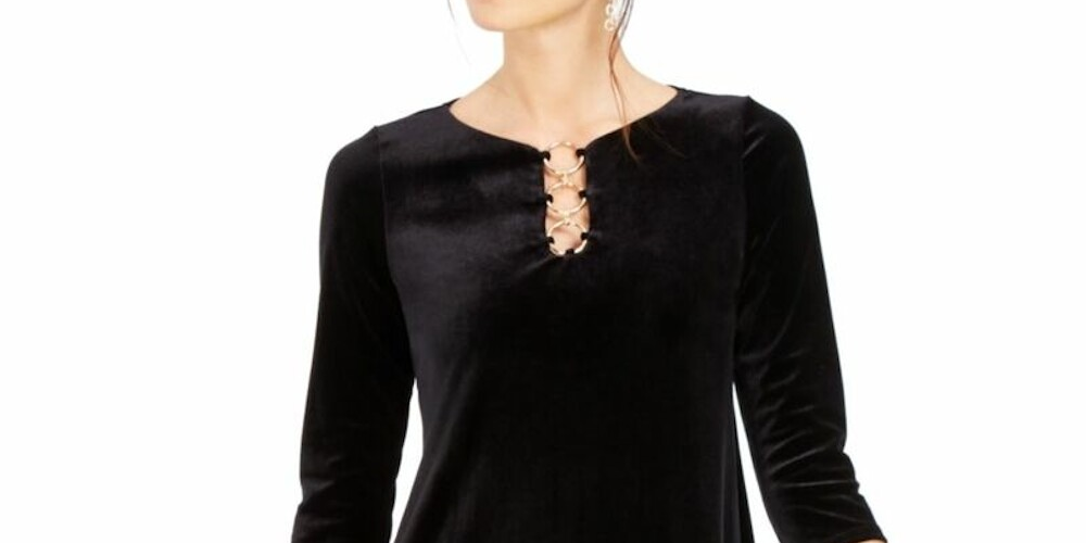 Msk Women's Plus Short Sleeve Solid Shift Dress Black Size 1X