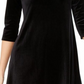 Msk Women's Plus Short Sleeve Solid Shift Dress Black Size 1X