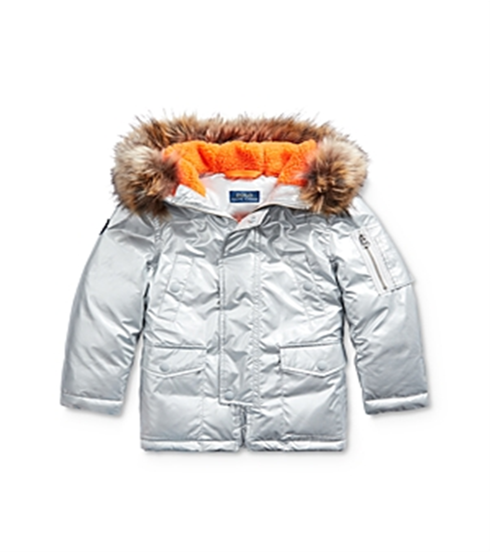 Ralph Lauren Boy's Military Parka Jacket Silver Size 6