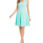 Charter Club Women's Lace Fit & Flare Dress Blue Size Medium