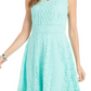 Charter Club Women's Lace Fit & Flare Dress Blue Size Medium