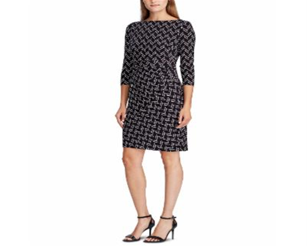 Ralph Lauren Women's Print Jersey Dress Black Size 12 P