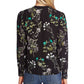 CeCe Women's Floral Print Split Neck Blouse Black Size X-Small