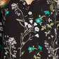 CeCe Women's Floral Print Split Neck Blouse Black Size X-Small