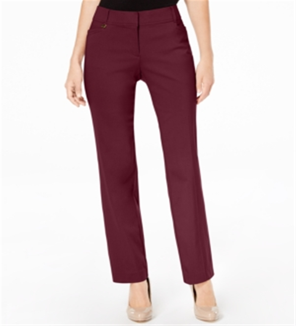 JM Collection Women's Tummy Control Curvy Fit Pants Red Size 16X3