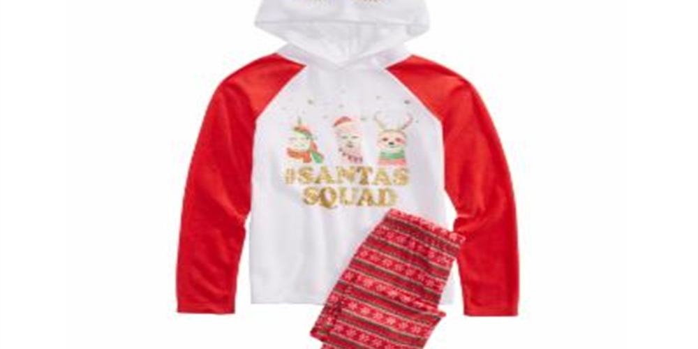 Max & Olivia Little & Big Girl's 2 Pc Santa's Squad Pajamas Set White Size -L (10-12)