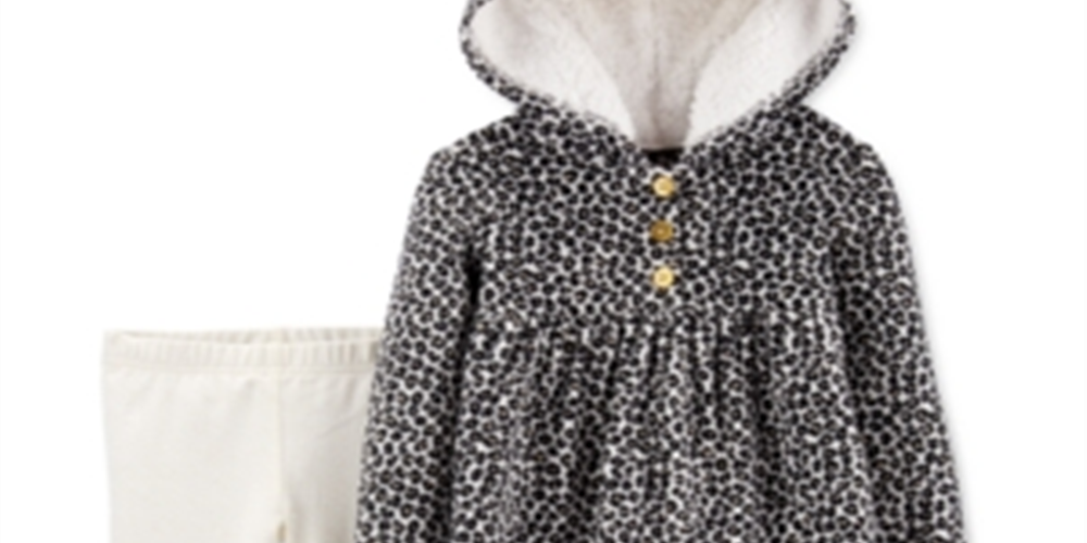 Carter's Toddler Girl's 2 Pc Animal Print Hoodie & Leggings Set Black White  Size 5T