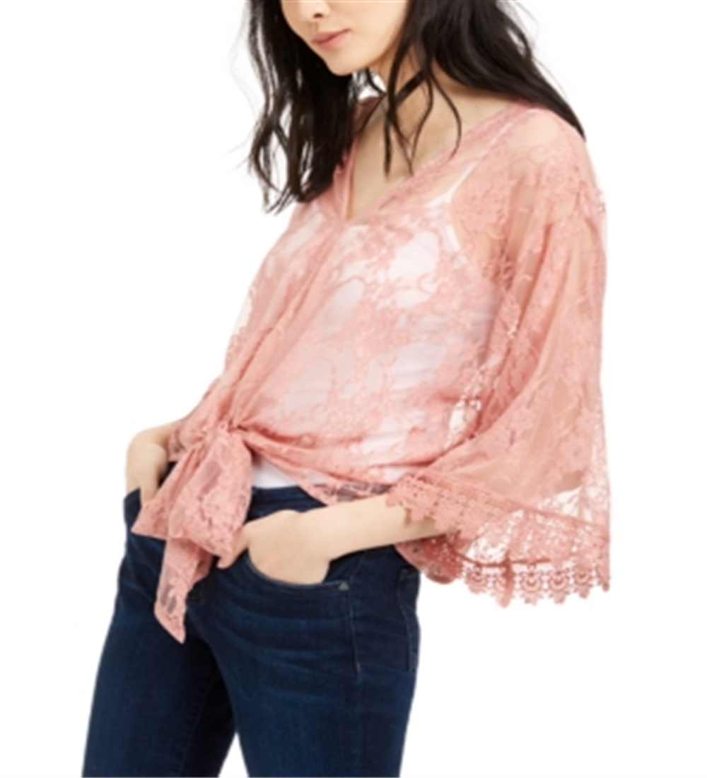 House of Polly Junior's Lace Tie Waist Blouse Mauve Size X-Large