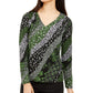 Michael Kors Mixed Print Long-Sleeve Top Regular & Petite Green Size X-Small